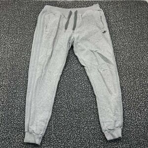 Adidas Sweatpants Men Large Gray Fleece Drawstring Pocket Outdoor 32x29